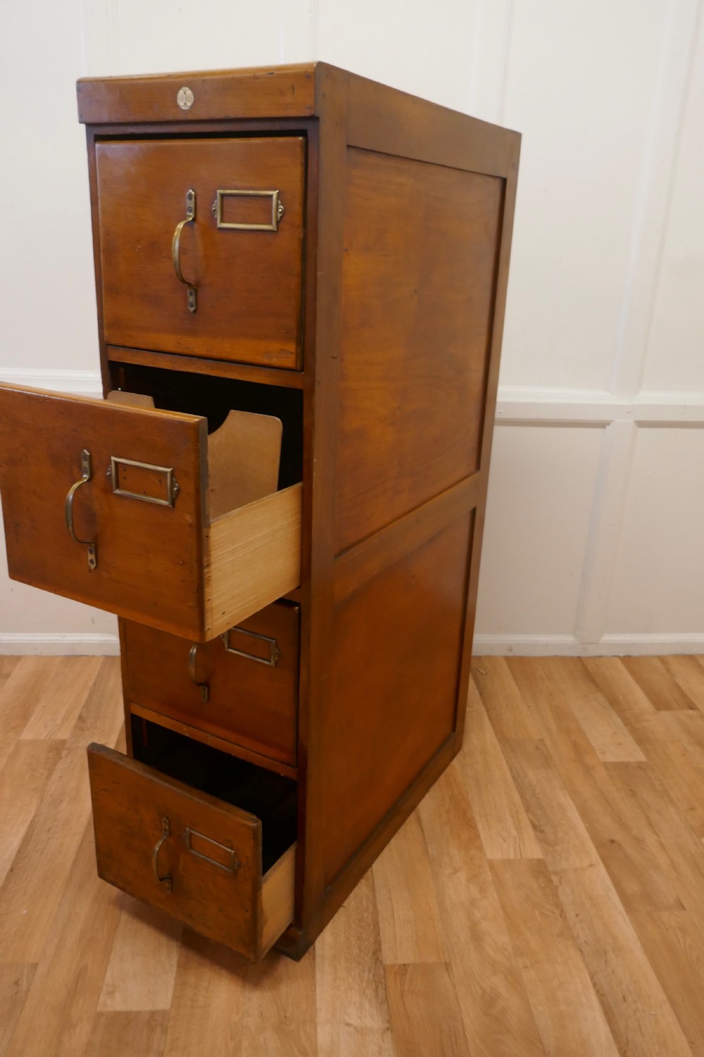 Edwardian 4 Drawer Golden Oak Filing Cabinet, by SU-TALL View IX