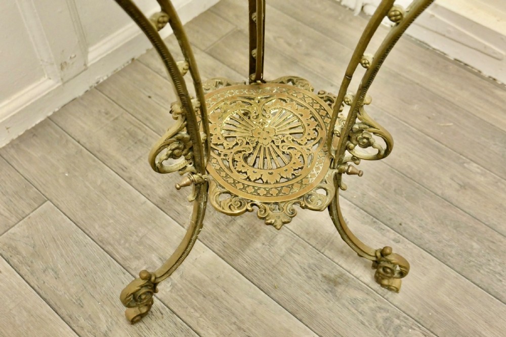 Tall Pierced Brass Plant Stand Table View V