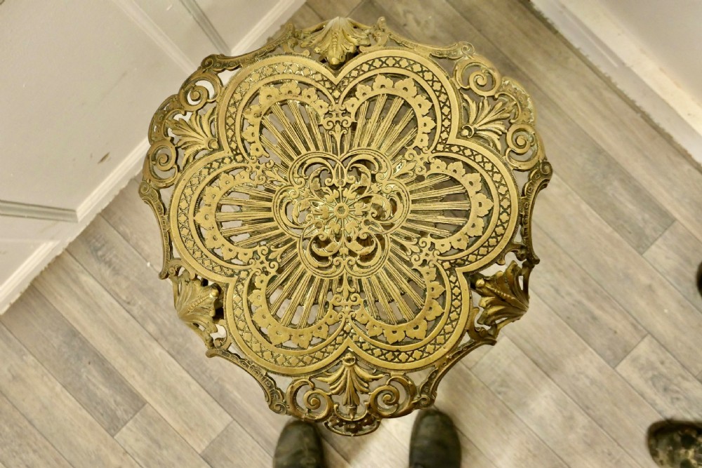 Tall Pierced Brass Plant Stand Table View VI