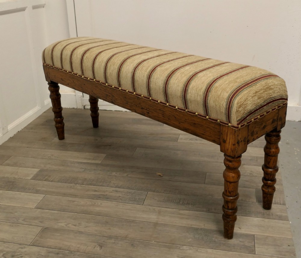Victorian Golden Oak Arts and Crafts Long Window Stool    View III