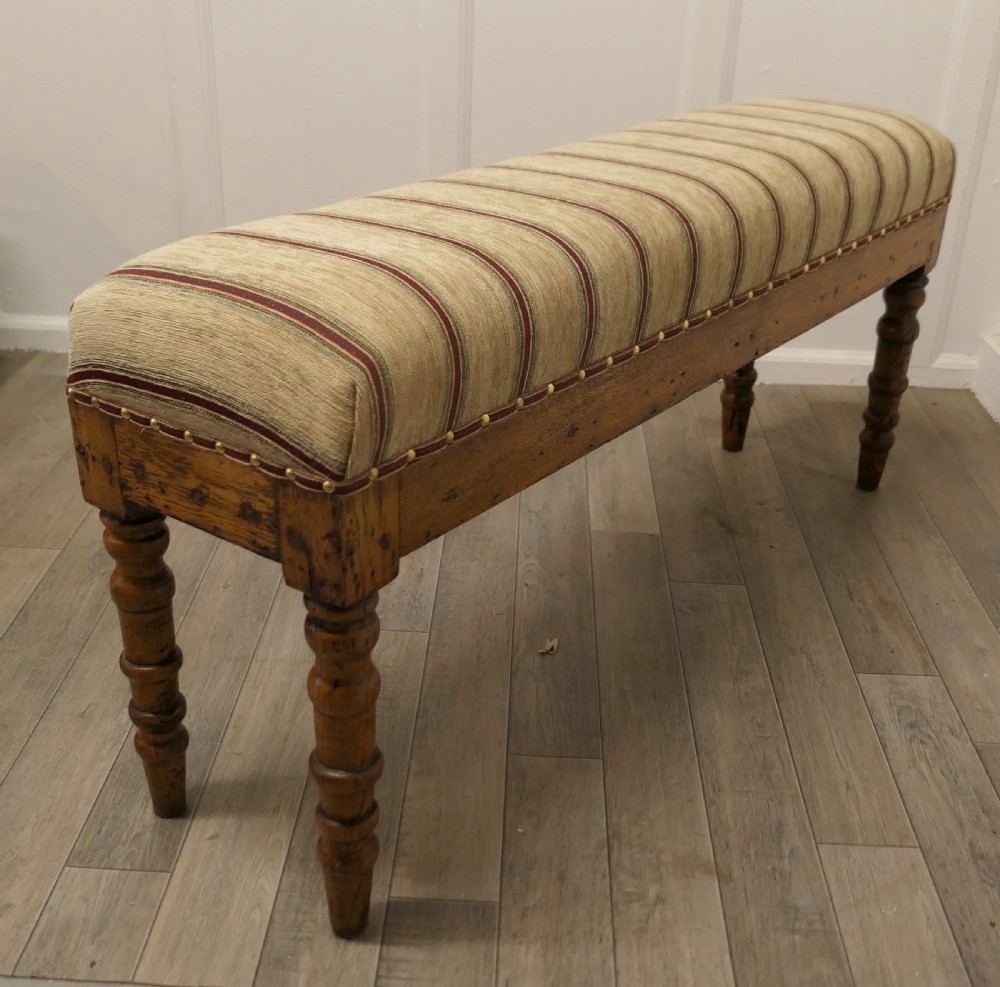 Victorian Golden Oak Arts and Crafts Long Window Stool    View V