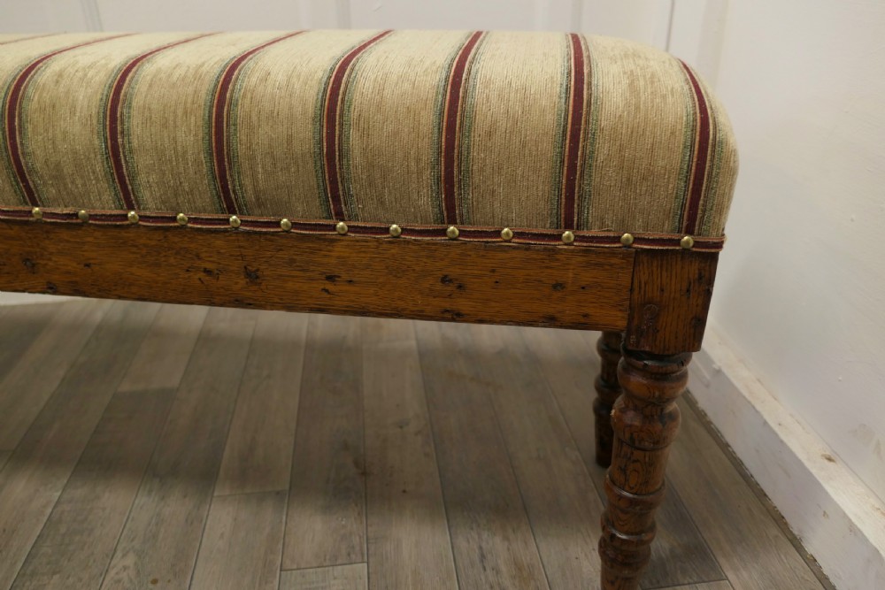 Victorian Golden Oak Arts and Crafts Long Window Stool    View VI