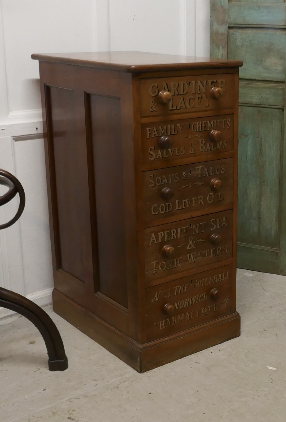 Victorian Mahogany 5 Drawer Pharmacy Chest of Drawers 
