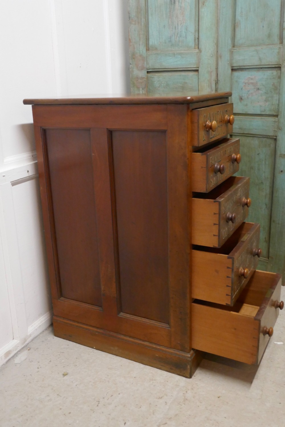 Victorian Mahogany 5 Drawer Pharmacy Chest of Drawers  View IX