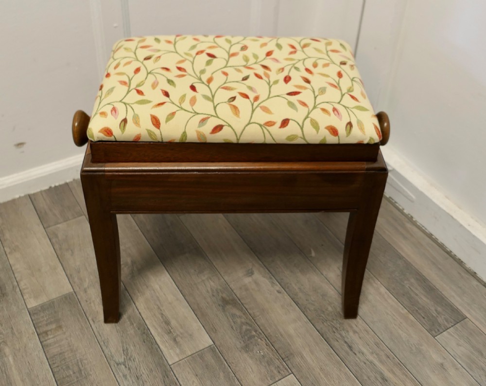 Victorian Walnut Upholstered Rising Piano Stool View IV