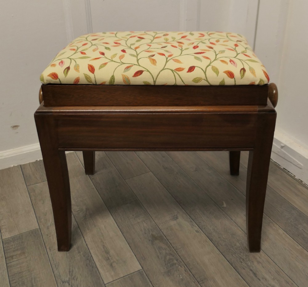 Victorian Walnut Upholstered Rising Piano Stool View VI