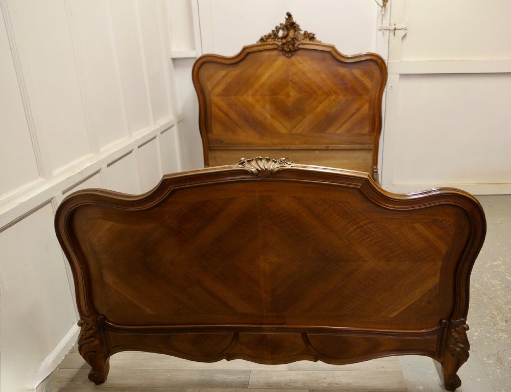 Louis XV Style French Golden Walnut Bed View II