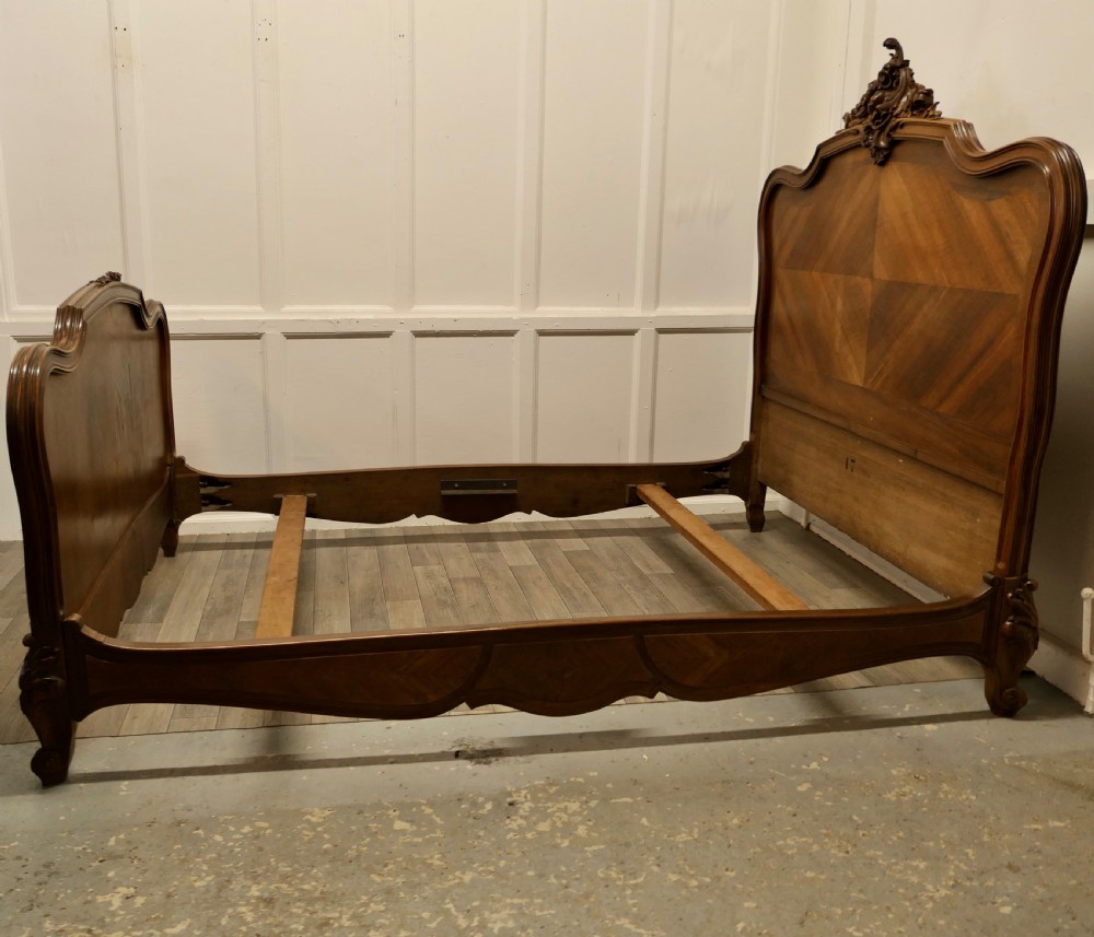 Louis XV Style French Golden Walnut Bed View V