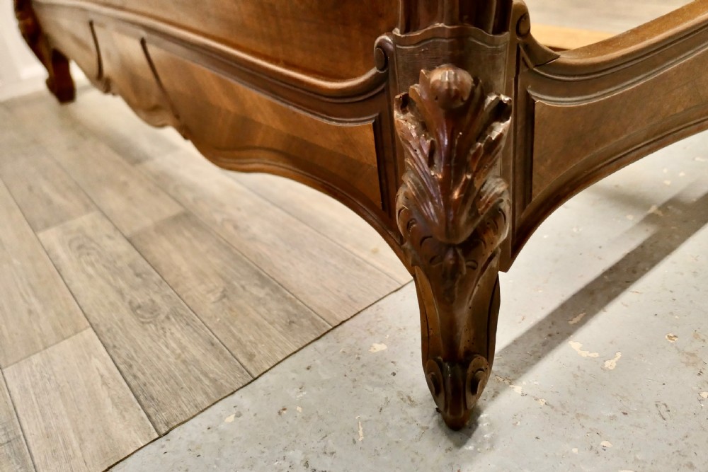 Louis XV Style French Golden Walnut Bed View VIII