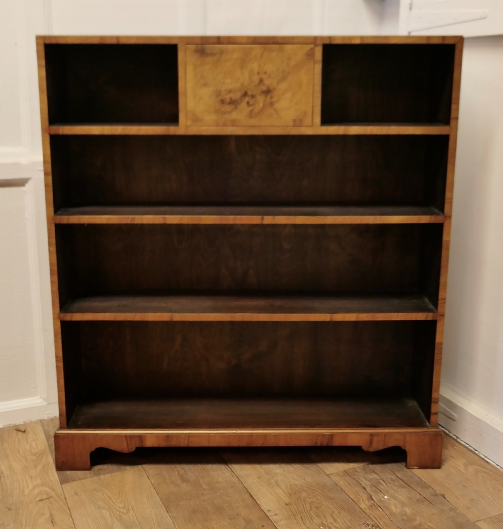 A Superb Odeon Style Walnut Open Bookcase