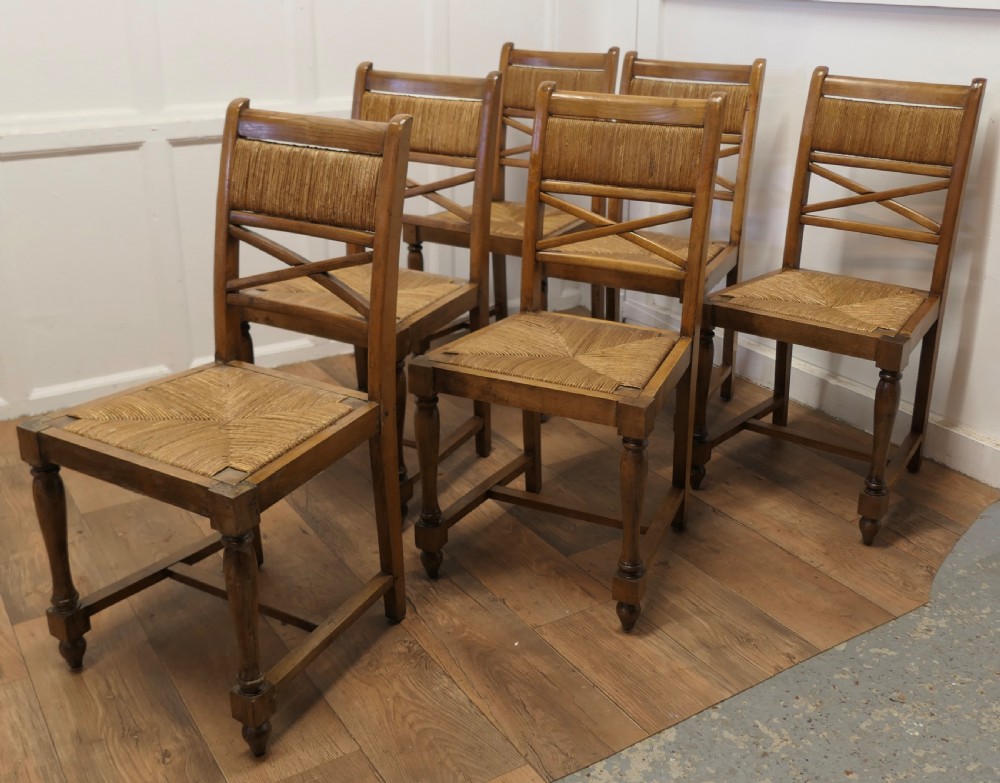 A Set of 6 French Golden Oak Country Dining Chairs  View III