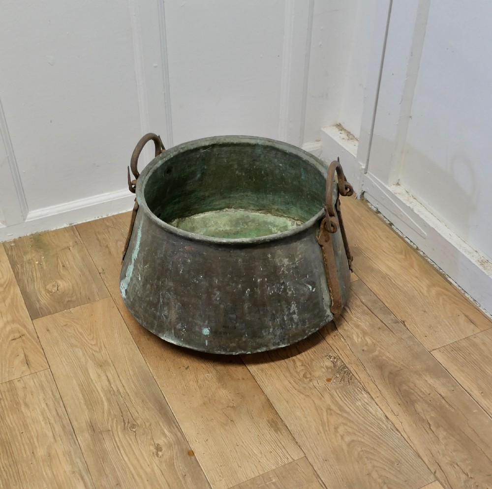 Large Georgian Copper Cauldron or Log Bin   View II