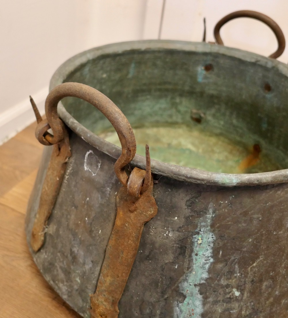 Large Georgian Copper Cauldron or Log Bin   View IV