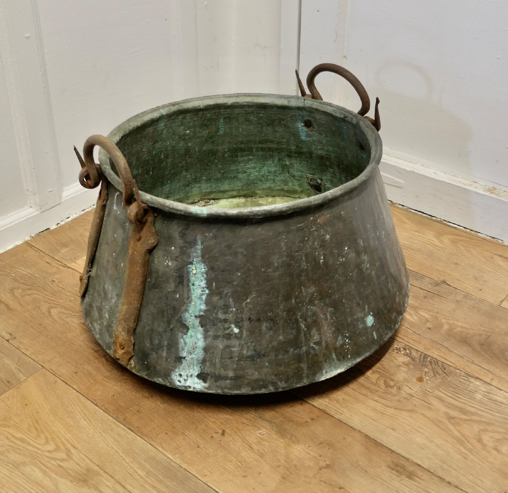 Large Georgian Copper Cauldron or Log Bin   View V