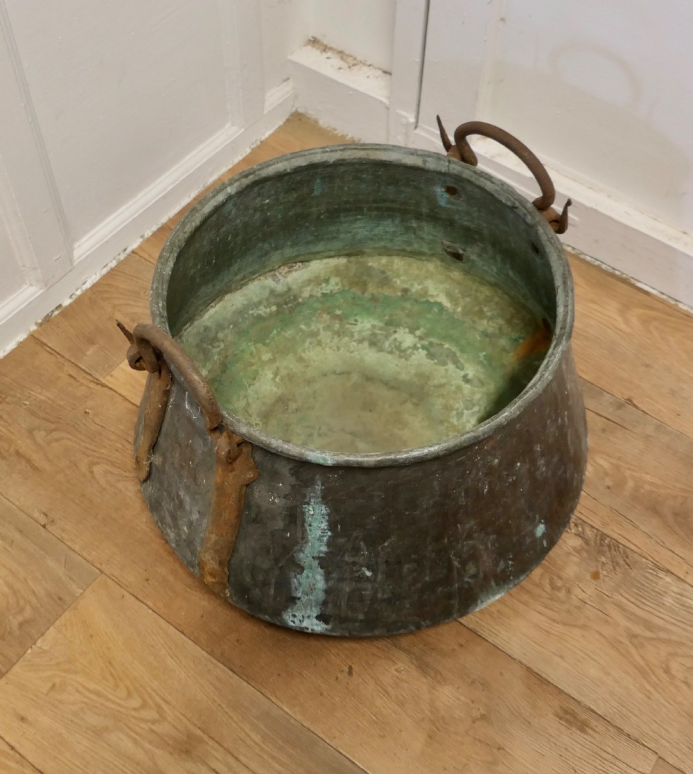 Large Georgian Copper Cauldron or Log Bin   View VI