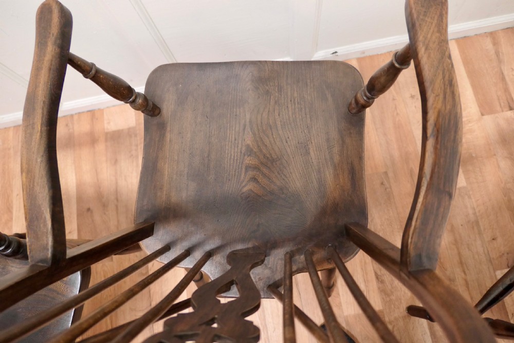 Set of 4 Beech and Elm Wheel Back Carver Chairs View VI