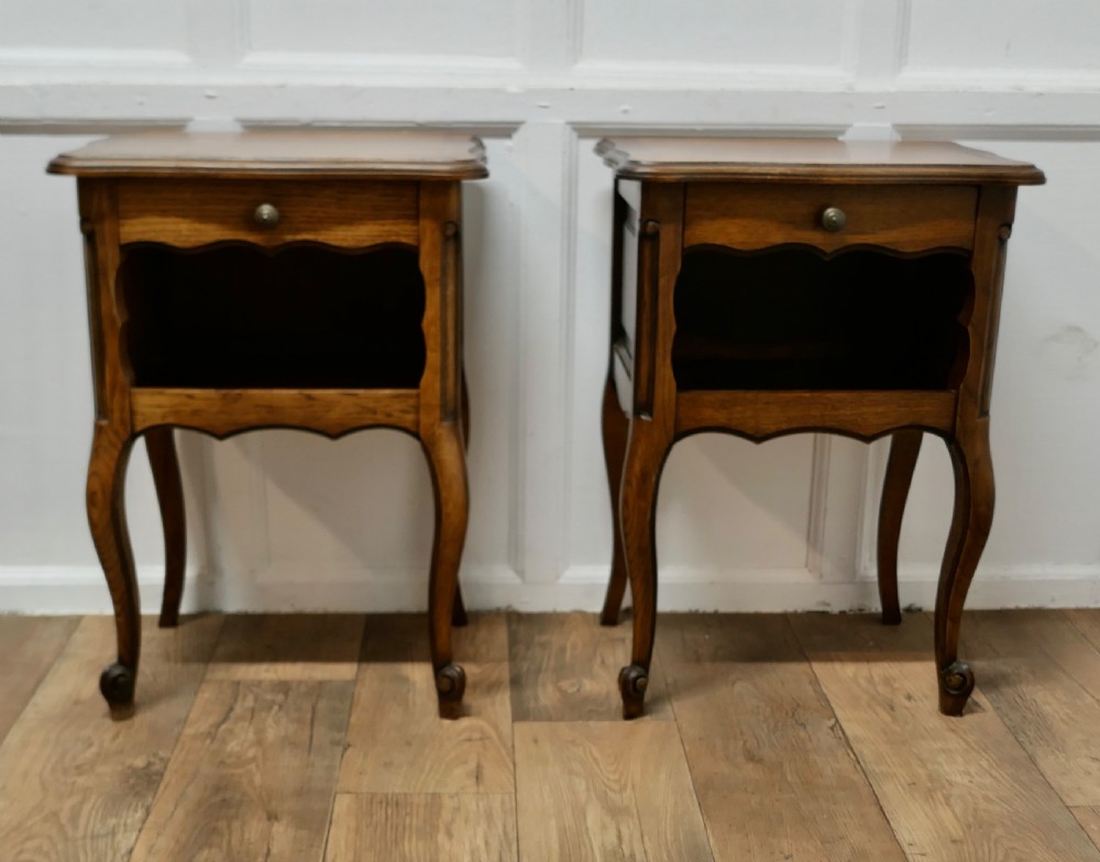 Pair of French Oak Bedside Cabinets 