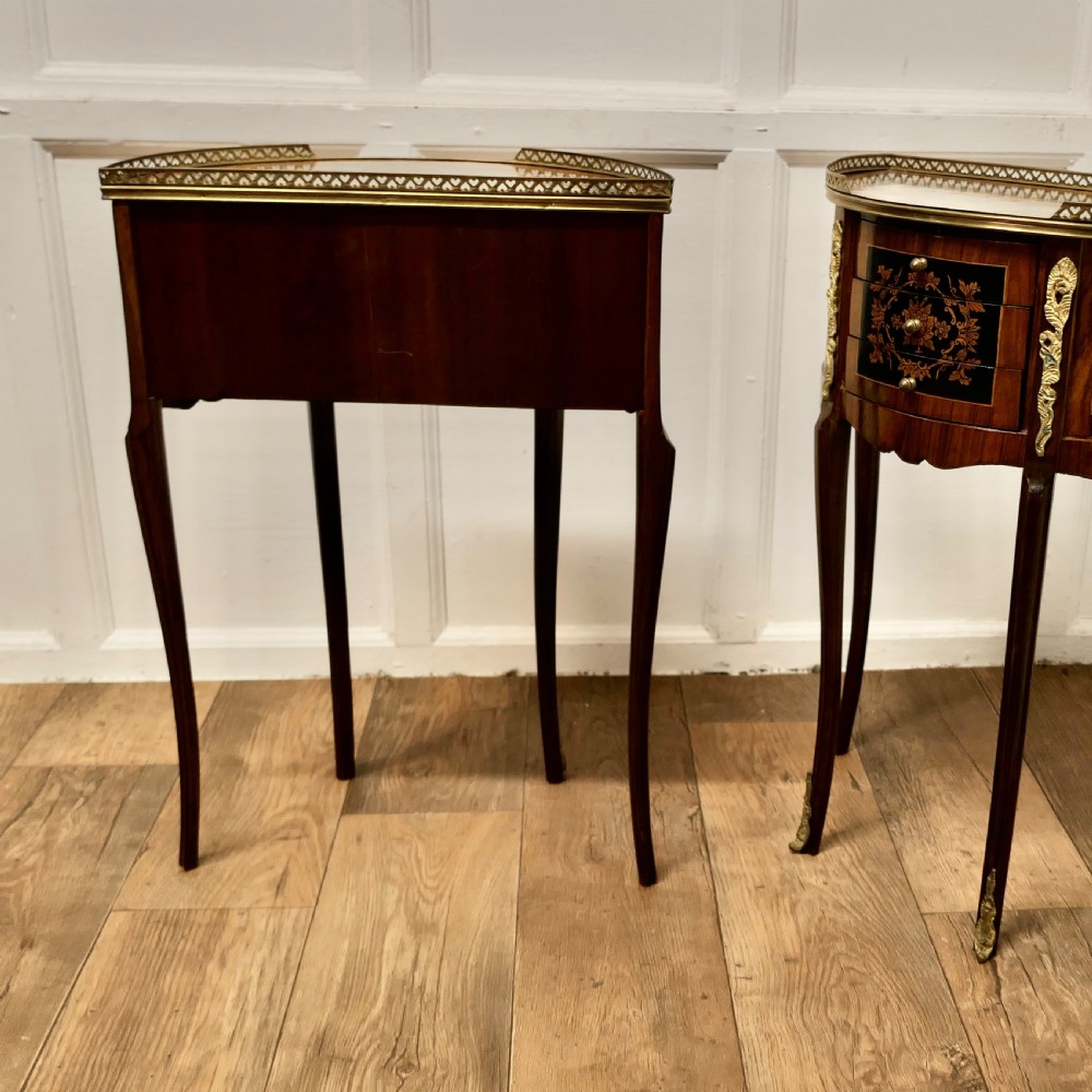 A Pair of French 19th Century Leaf Design Small Side Tables or Bedside Cabinets   View IX