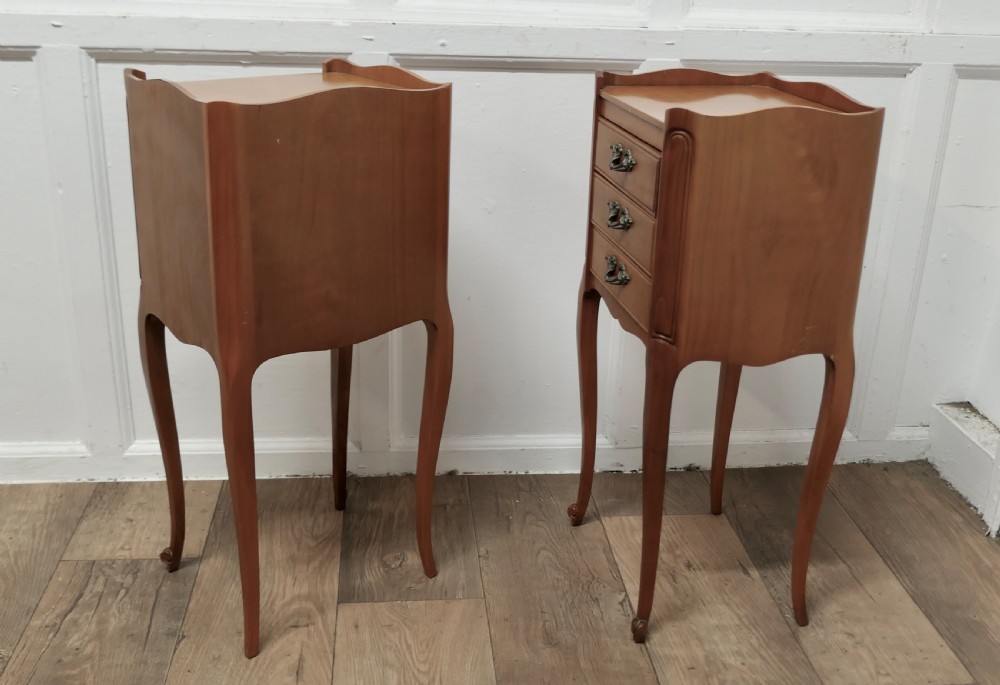 Pair of Petite French Cherry Wood Bedside Cabinets or Tables View IV
