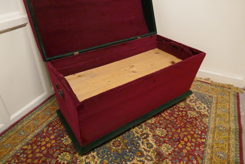 A Large Velvet Banded Dome Top Chest   View V