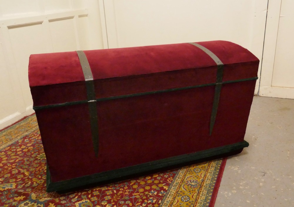 A Large Velvet Banded Dome Top Chest   View VII