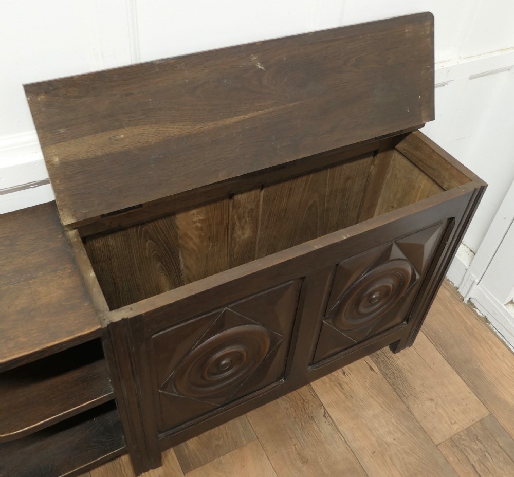 Bretton Oak Bench, Hall Seat with Shoe Cupboard View VI