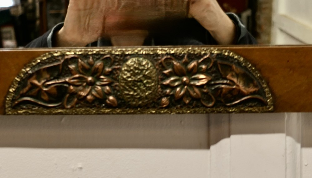 Unusual Arts and Crafts Copper and Brass Mirror with Flamingos  View VII