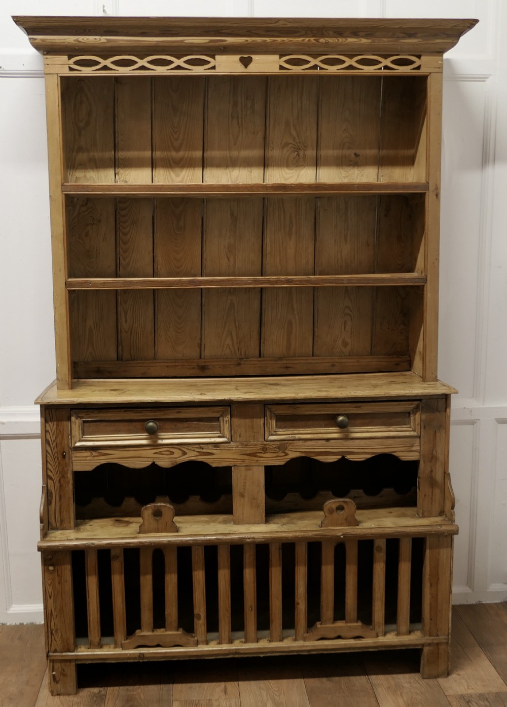 19th Century Rustic Pine Irish Chicken Hutch Dresser