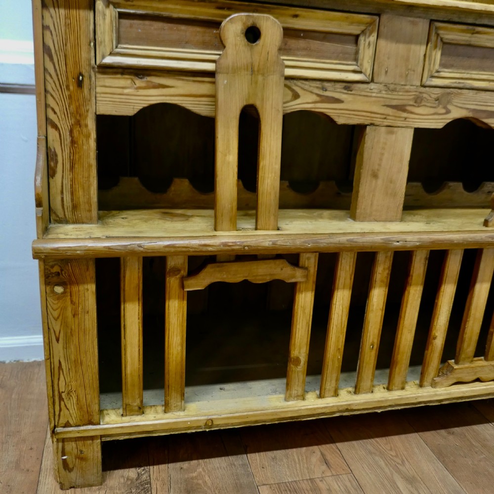 19th Century Rustic Pine Irish Chicken Hutch Dresser View V