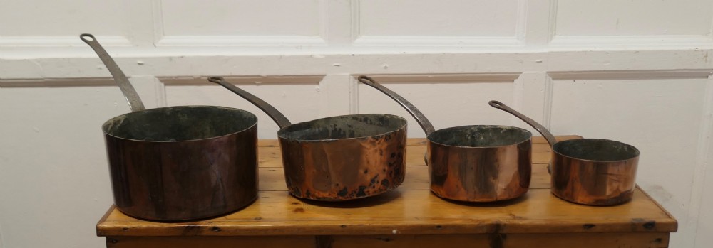 Set of 4 19th Century Copper Pots  View II