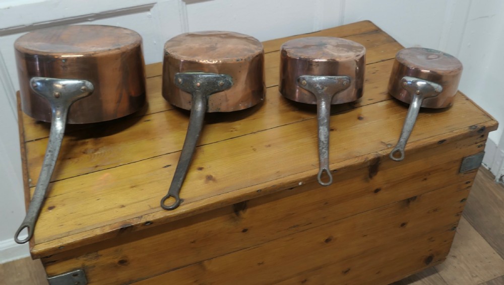 Set of 4 19th Century Copper Pots  View V