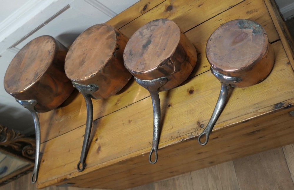 Set of 4 19th Century Copper Pots  View VI