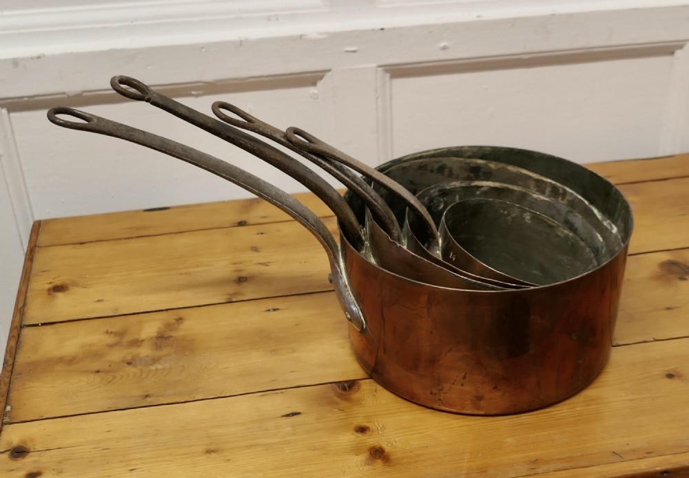 Set of 4 19th Century Copper Pots  View VII