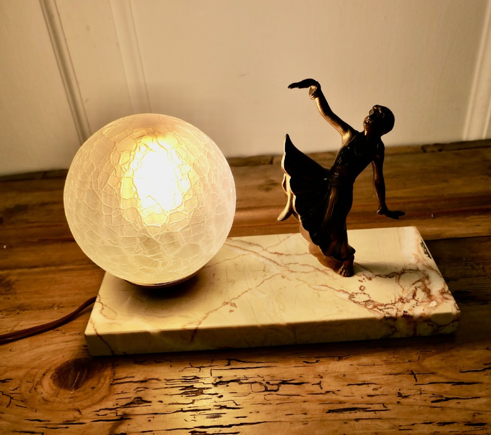 French Art Deco Table Lamp, signed L.Bryrs View II