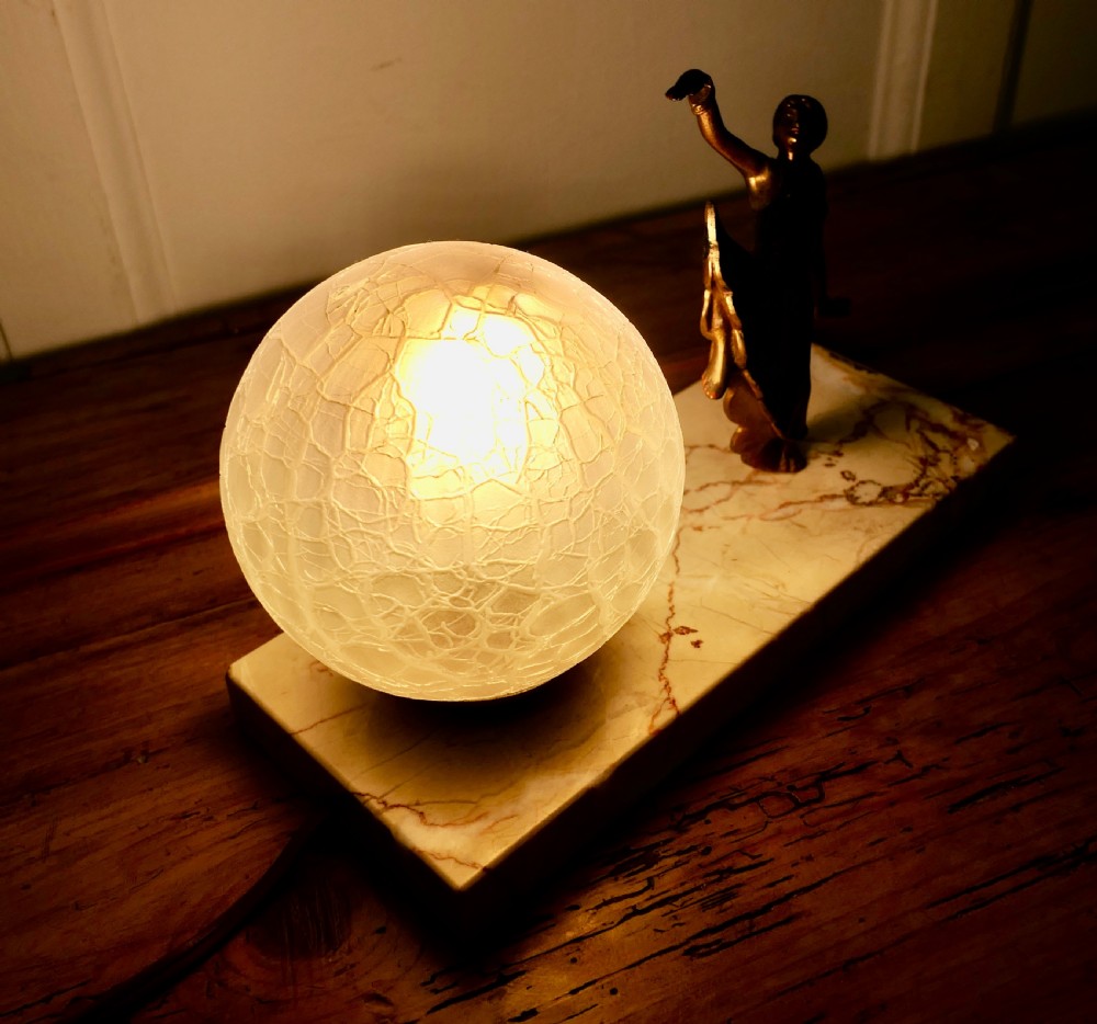 French Art Deco Table Lamp, signed L.Bryrs View IV