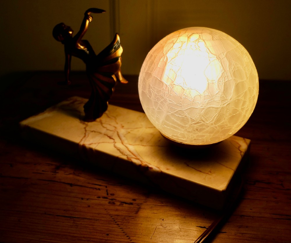 French Art Deco Table Lamp, signed L.Bryrs View VI