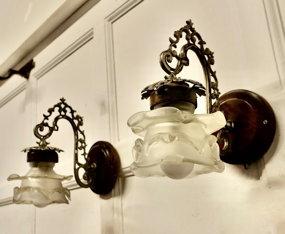 A Pair of French Arts and Crafts Wall Lights with Flower Shades View VI