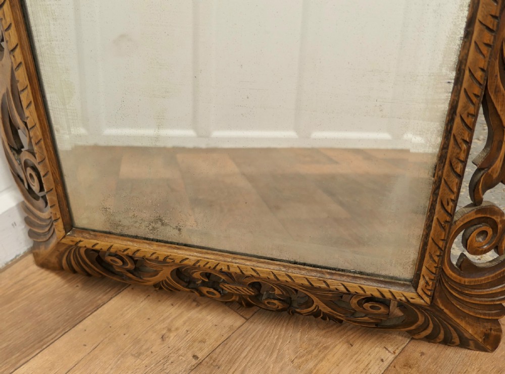 Large French Gothic Carved Oak Mirror View IV
