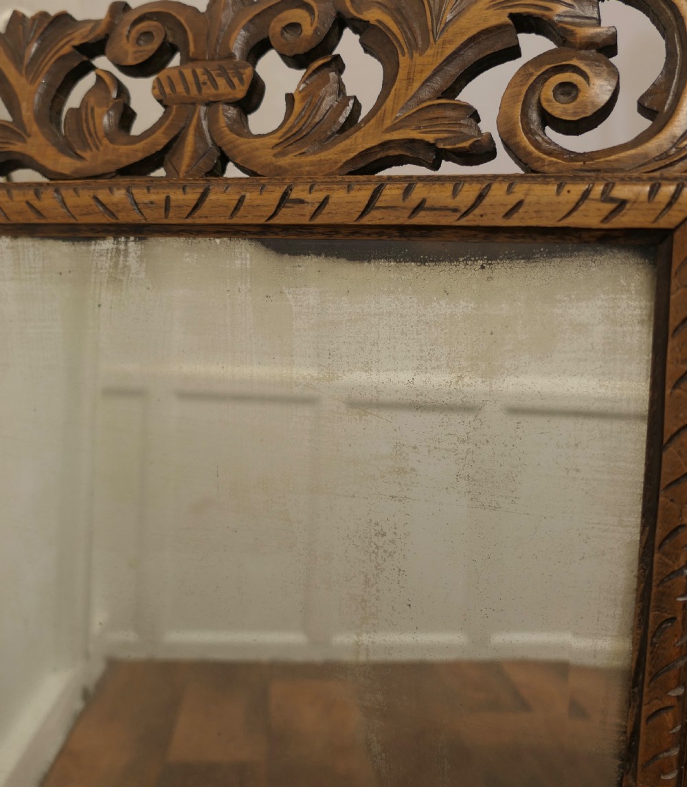 Large French Gothic Carved Oak Mirror View VI