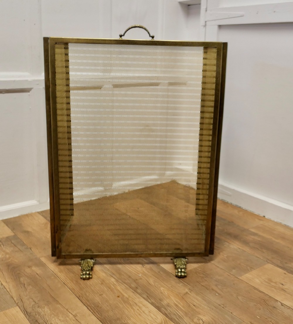 Very Large Adjustable French Chateau Brass Fire Screen/Fire Guard