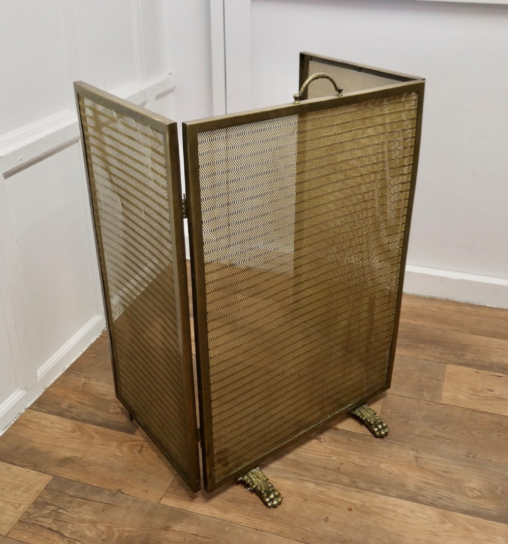Very Large Adjustable French Chateau Brass Fire Screen/Fire Guard View III