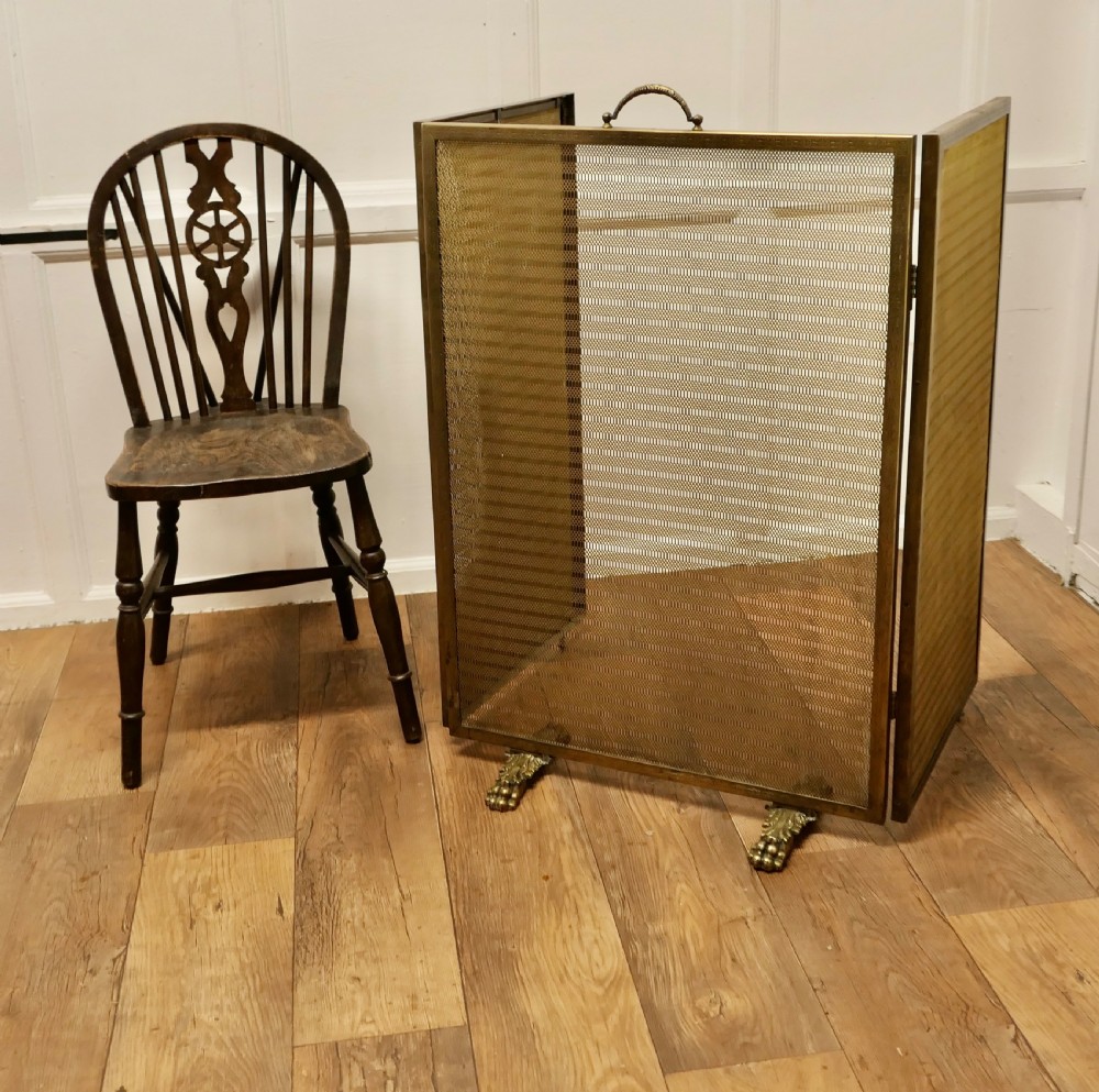 Very Large Adjustable French Chateau Brass Fire Screen/Fire Guard View V