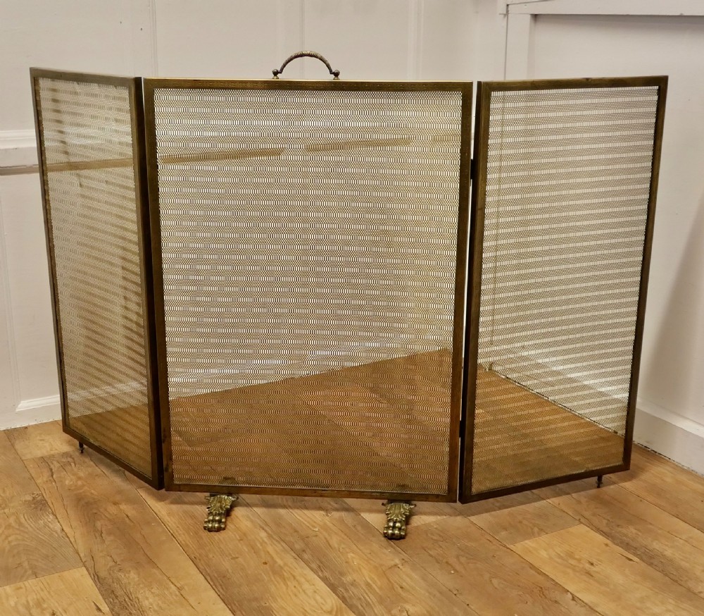 Very Large Adjustable French Chateau Brass Fire Screen/Fire Guard View VI