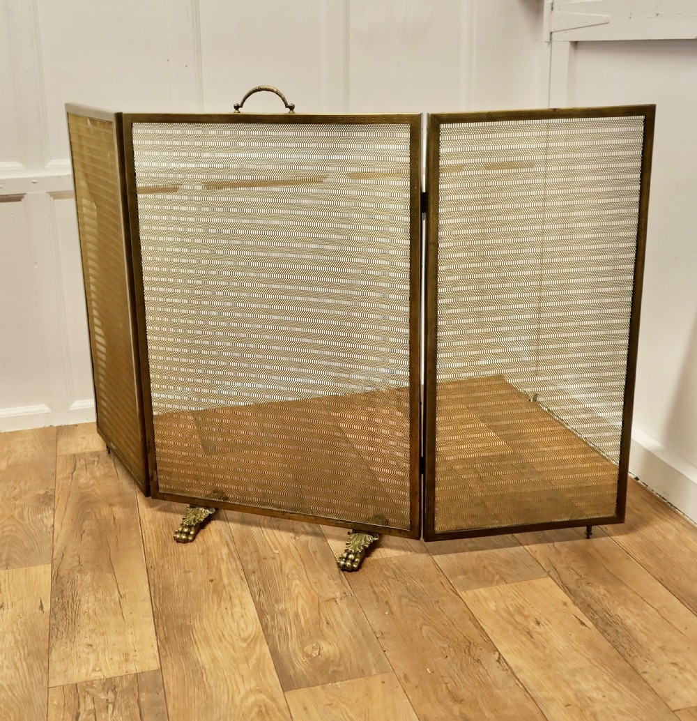 Very Large Adjustable French Chateau Brass Fire Screen/Fire Guard View VII