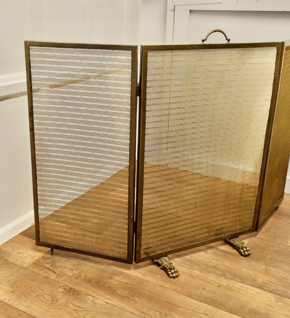 Very Large Adjustable French Chateau Brass Fire Screen/Fire Guard View VIII