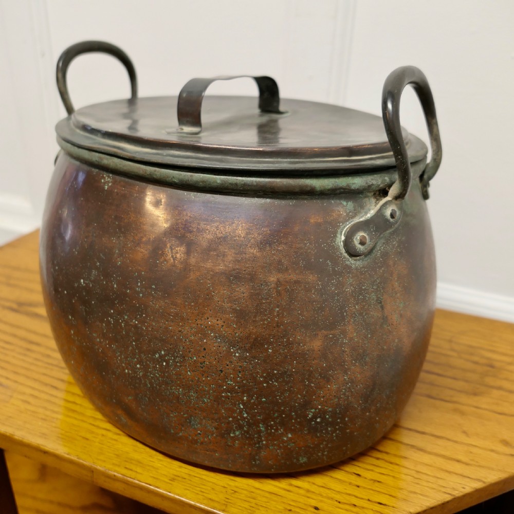 19th Century Copper Cooking Pot, Cauldron with Lid  