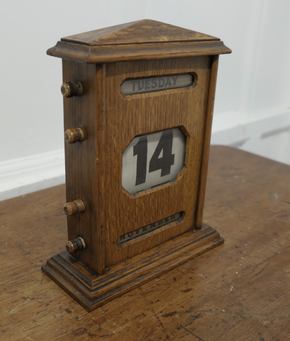 Arts and Crafts Golden Oak Desk Calendar  View II