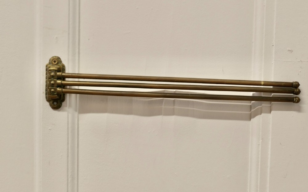 Victorian Brass 3 Branch Folding Towel Rail