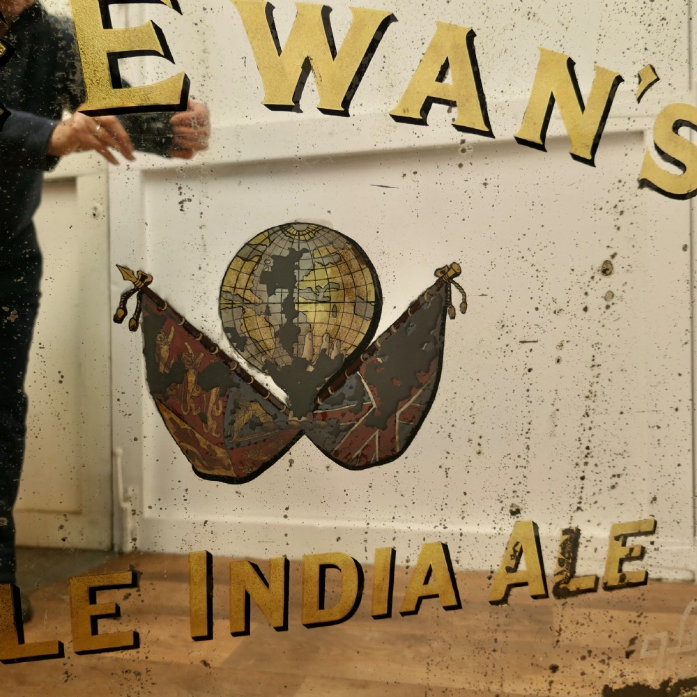 A Large McEwan’s Pale India Ale Advertising Mirror, Pub Sign Mirror for McEwans’s View VIII