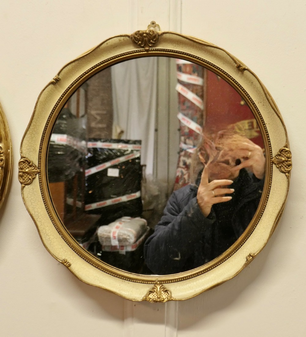 A Pair of French Gilt and Cream Crackle Finish Wall Mirrors View II